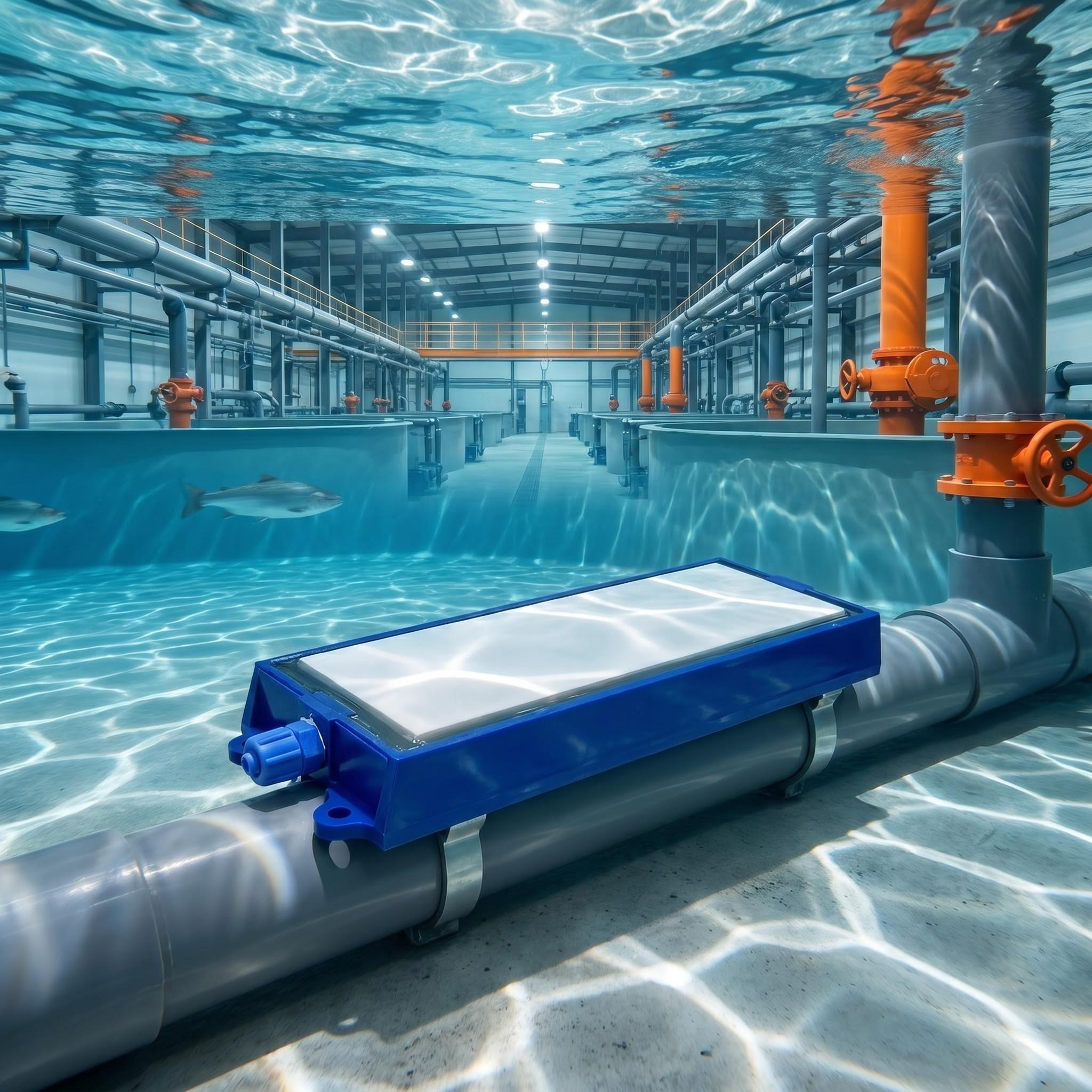 Aeration plate in an industrial aquaculture pond